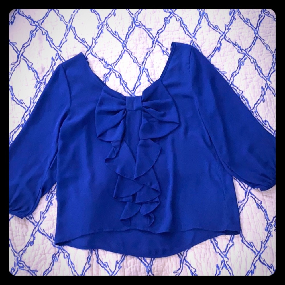BEAUTIFUL Bow-Back royal blue top Worn 2x!